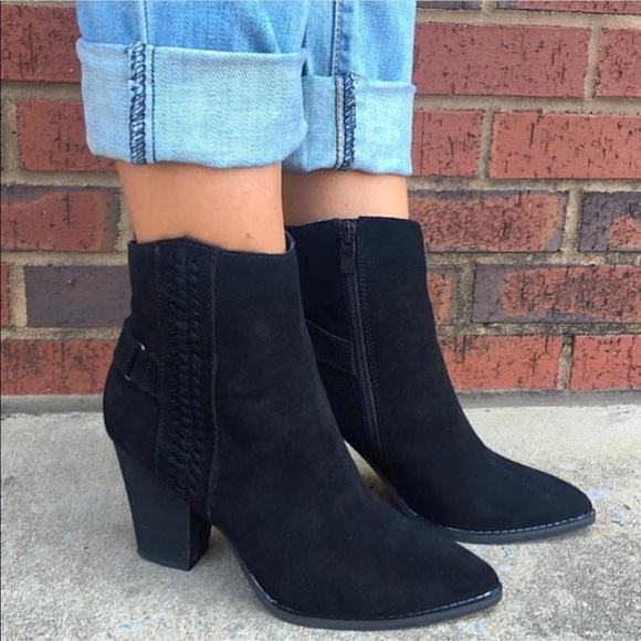 Anthropologie Shoes - Black Stitched Detail Genuine Leather Ankle Bootie